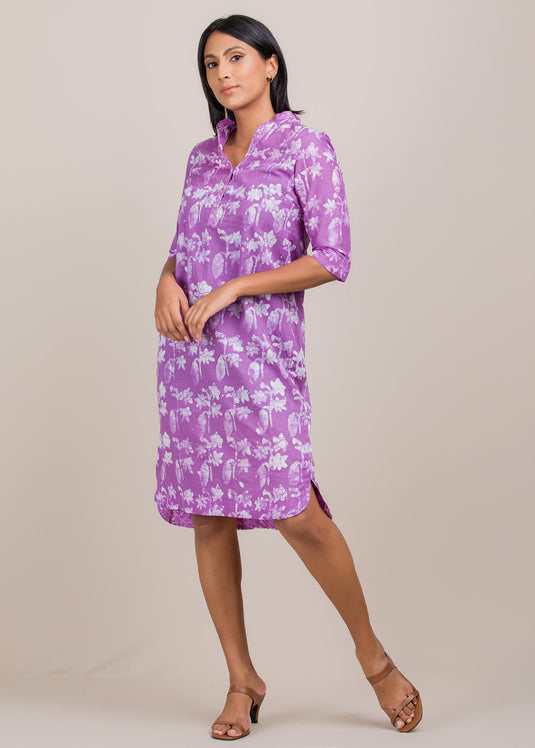 batik knee length shirt dress