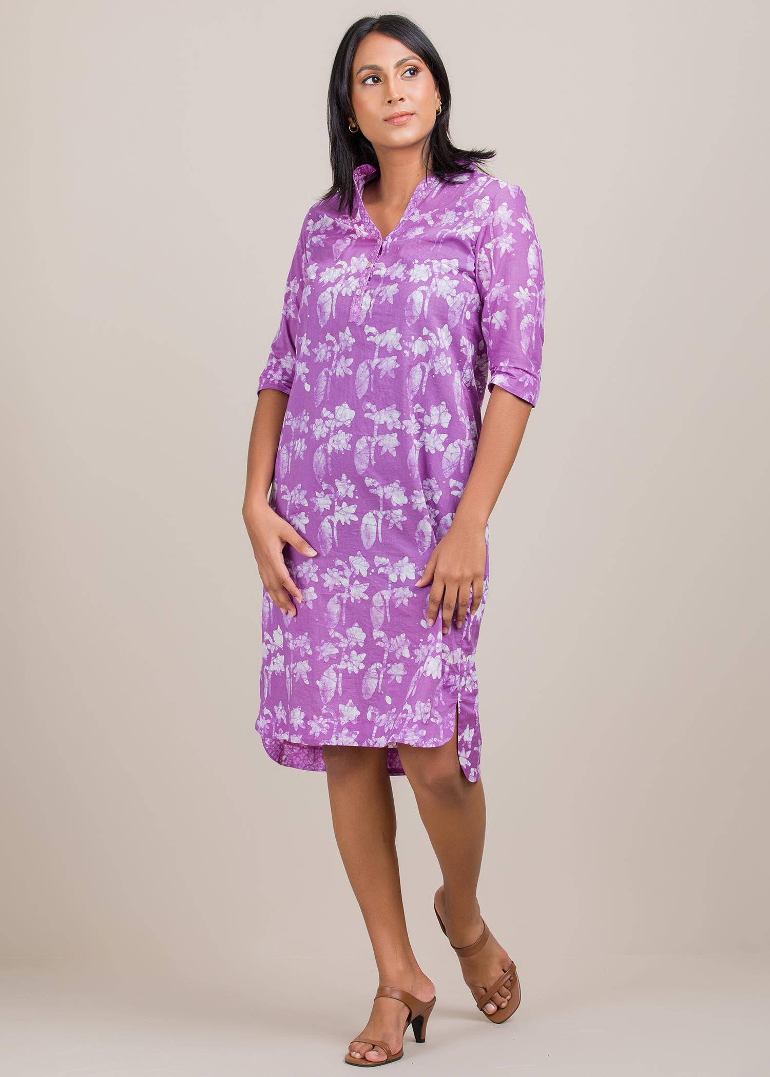 batik knee length shirt dress