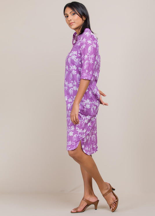 batik knee length shirt dress
