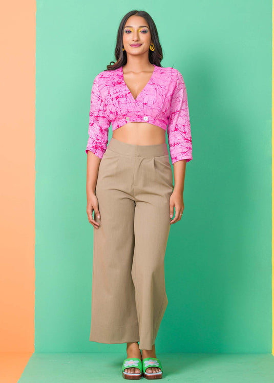 Batik cracked crop top