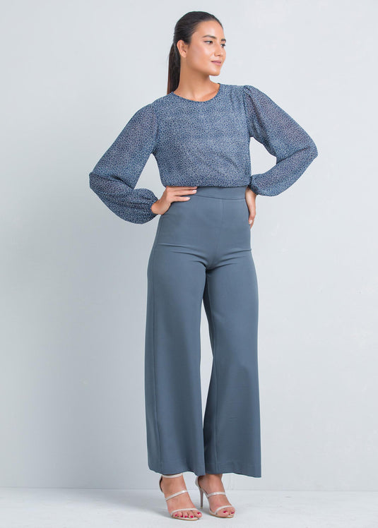 Long sleeve blouse with round neck