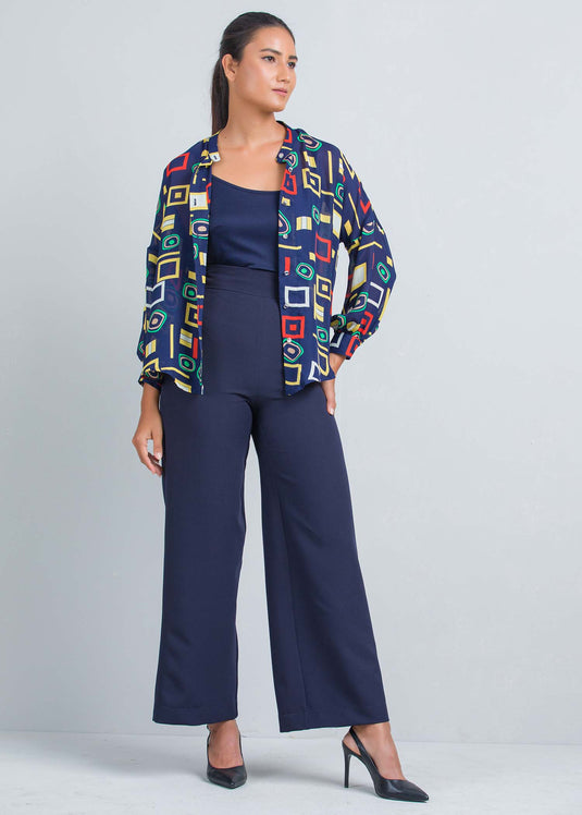 Printed blouse with drop shoulder