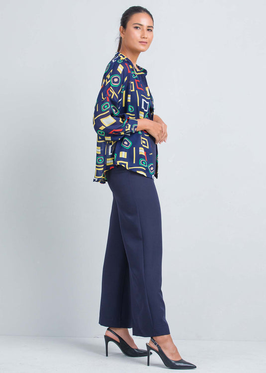 Printed blouse with drop shoulder