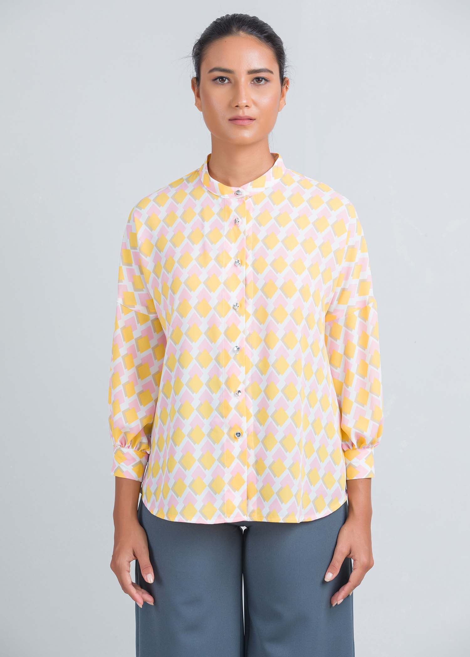 Printed blouse with drop shoulder
