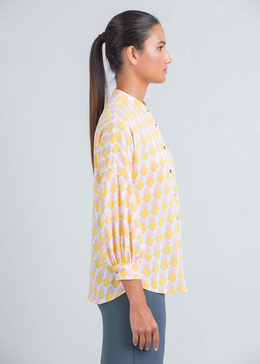Printed blouse with drop shoulder