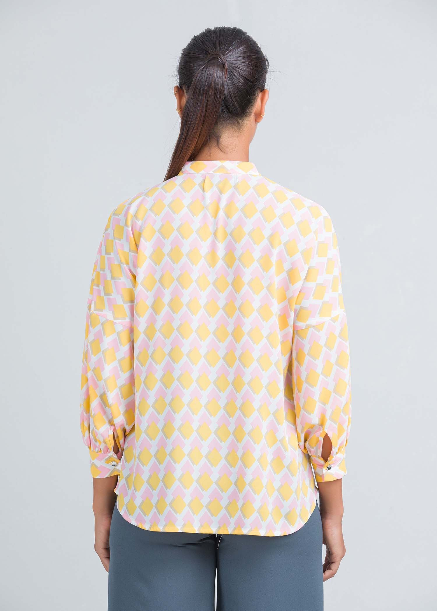Printed blouse with drop shoulder