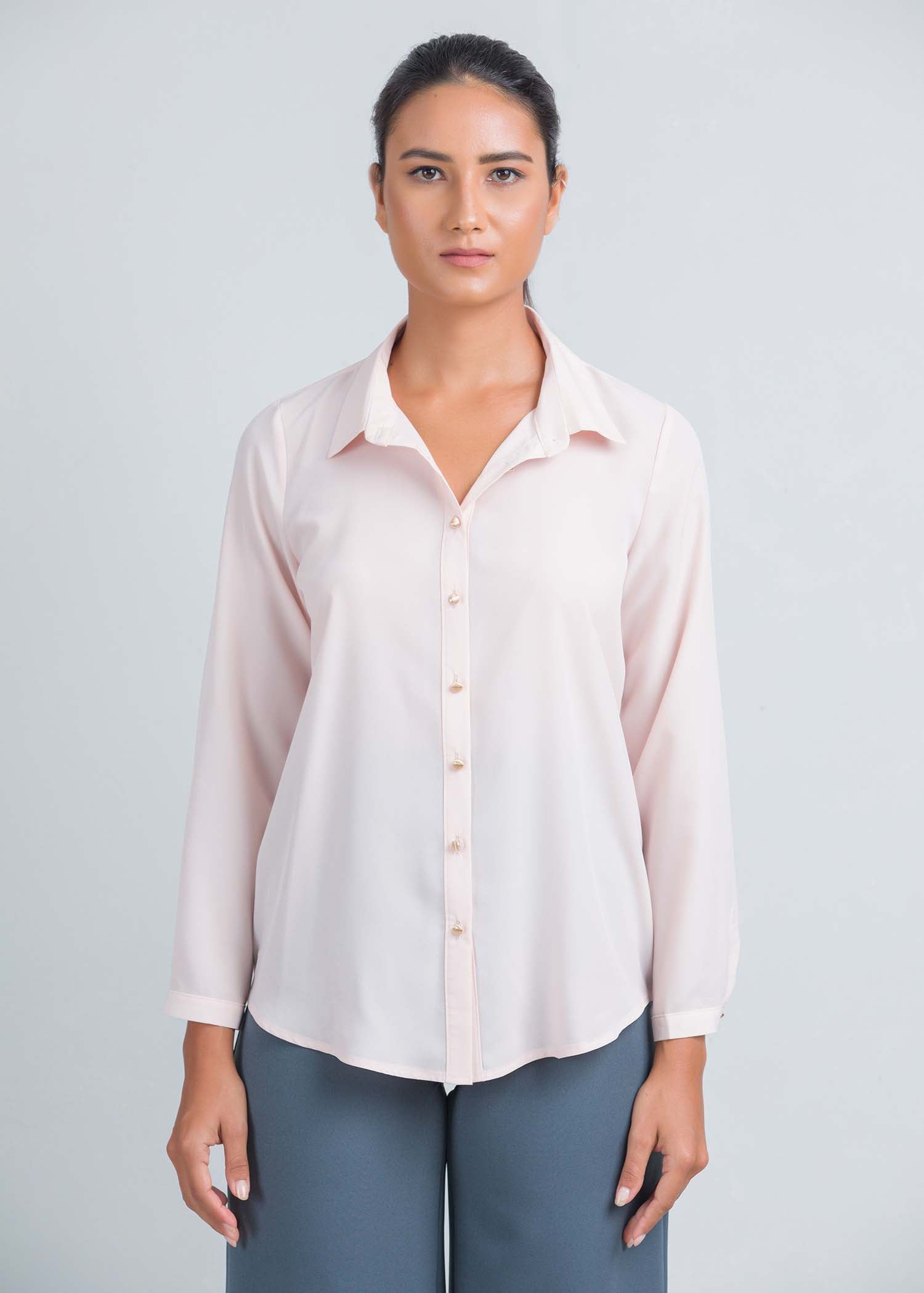 Basic button down shirt with gold buttons