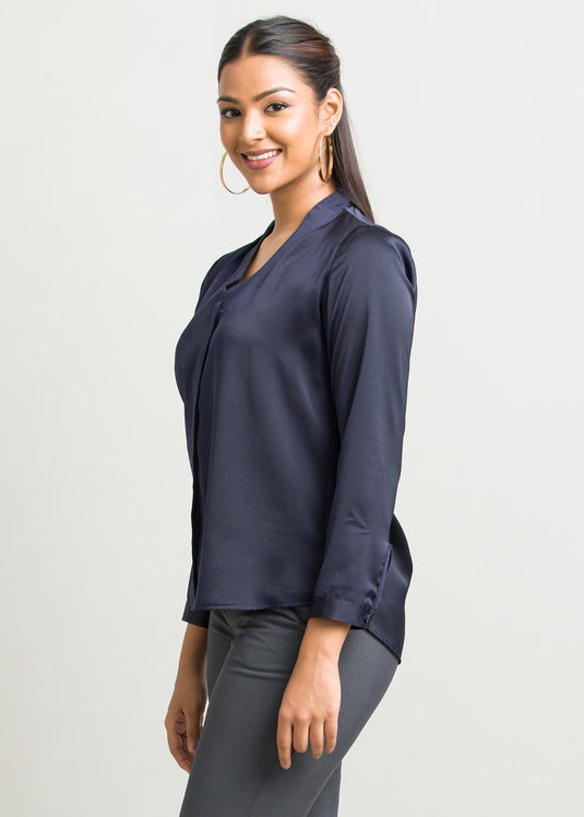 Long sleeve V neck blouse