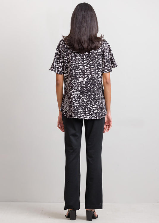 Flared sleeve printed blouse