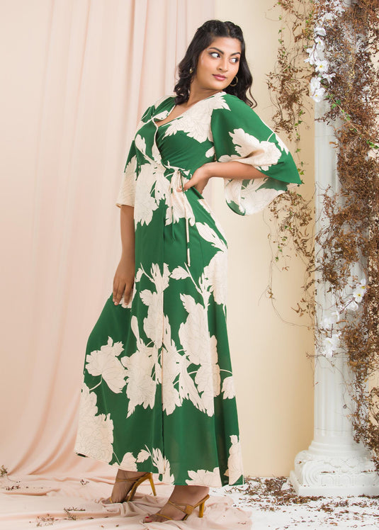 Printed wrap maxi dress