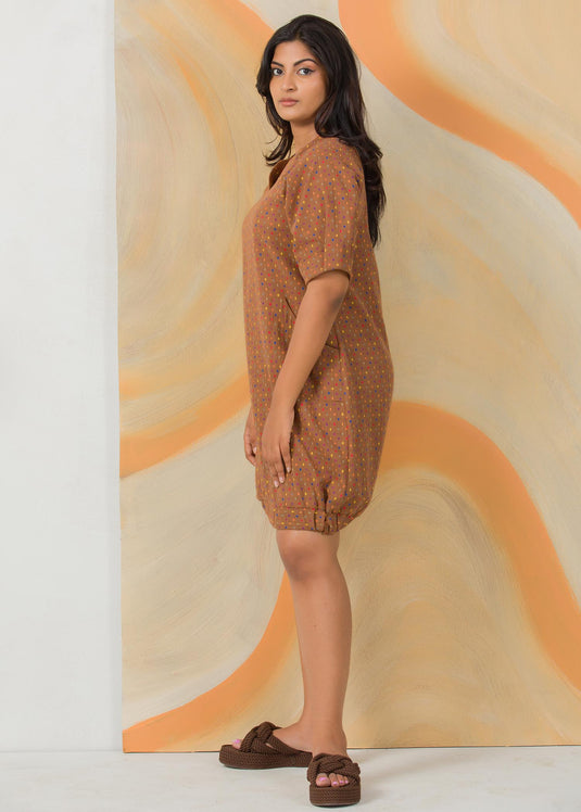 Balloon sleeve dress with hem detail