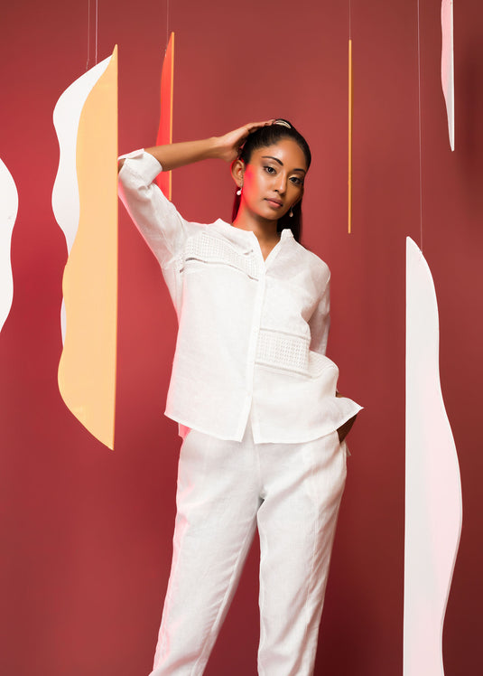 FRONT LACE DETAILED SHIRT WITH LONG