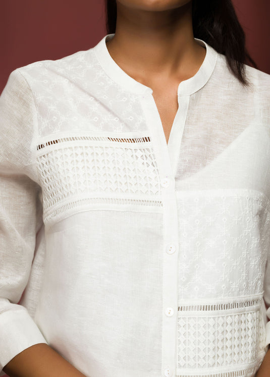FRONT LACE DETAILED SHIRT WITH LONG
