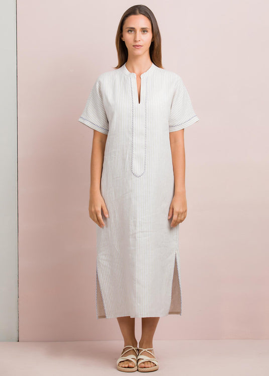 Piping detail midi dress