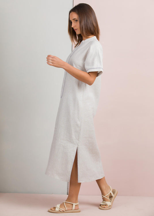 Piping detail midi dress