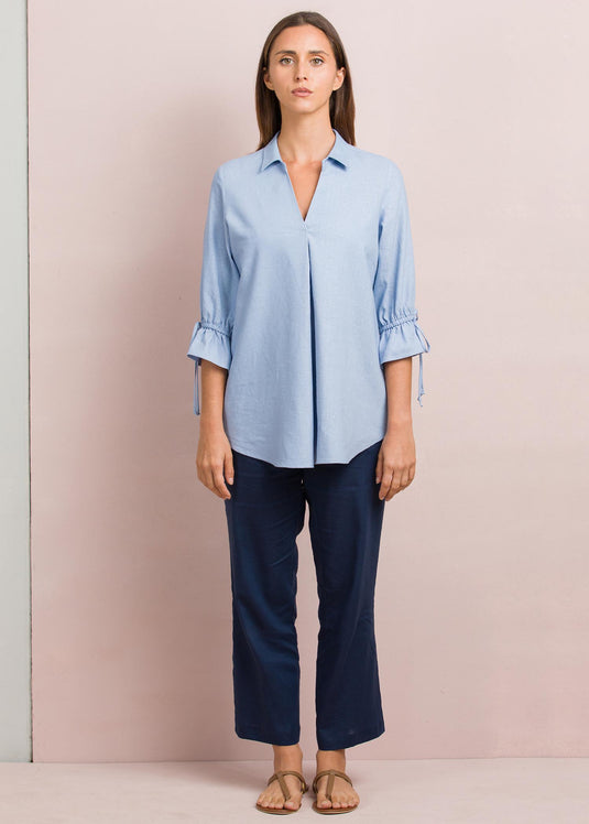Stripe blouse with sleeve detail