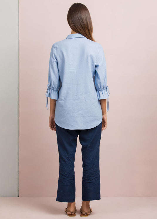 Stripe blouse with sleeve detail