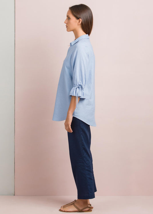 Stripe blouse with sleeve detail