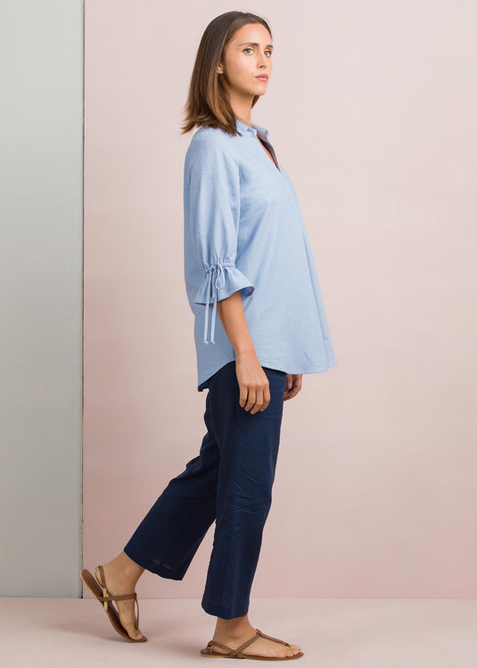 Stripe blouse with sleeve detail