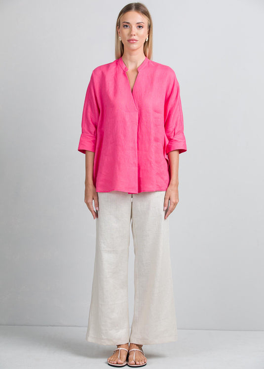 Oversized blouse with front pleat