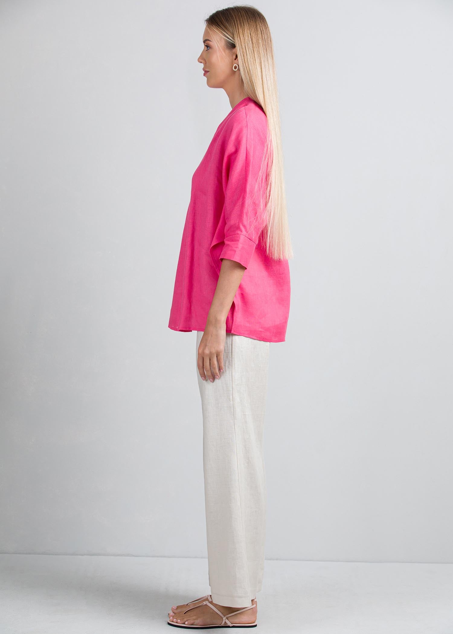 Oversized blouse with front pleat