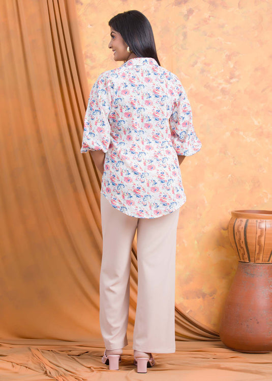 Printed blouse with collar