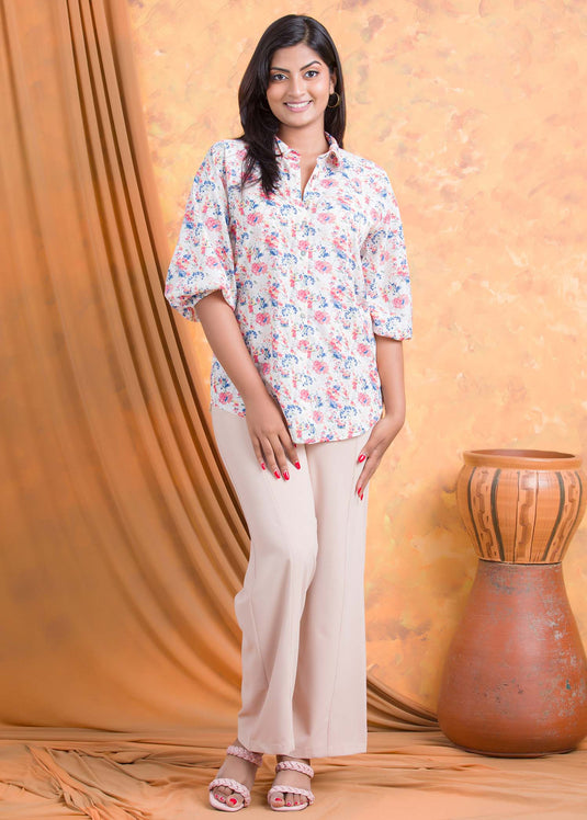 Printed blouse with collar