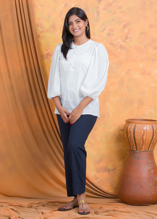 Baloon sleeve blouse with yoke