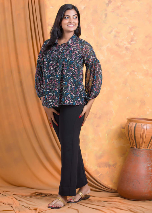 Printed chiffon blouse