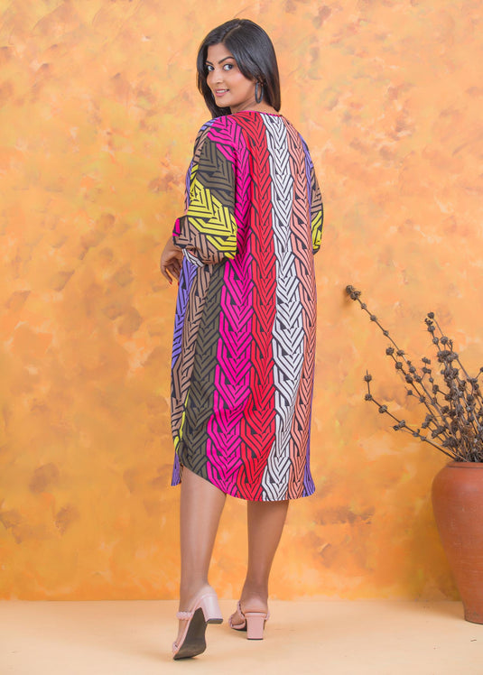 Front tie-up detailed kaftan dress