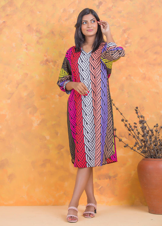 Front tie-up detailed kaftan dress