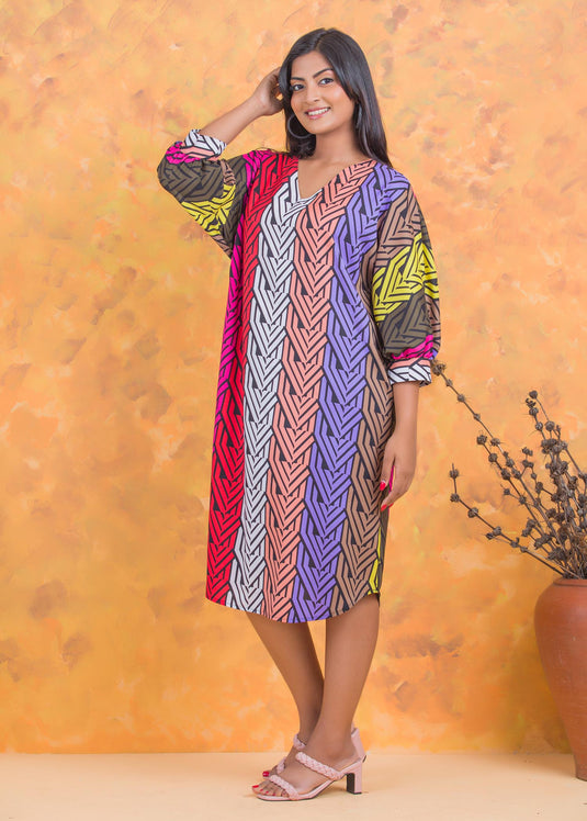 Front tie-up detailed kaftan dress