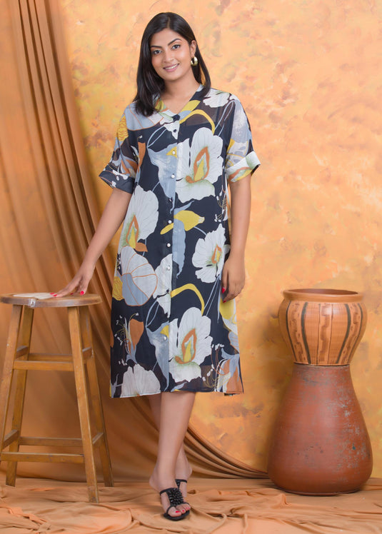 Large floral printed dress
