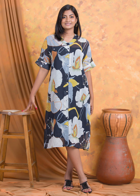 Large floral printed dress