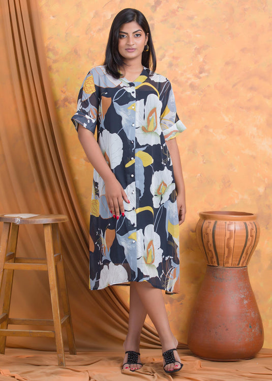 Large floral printed dress