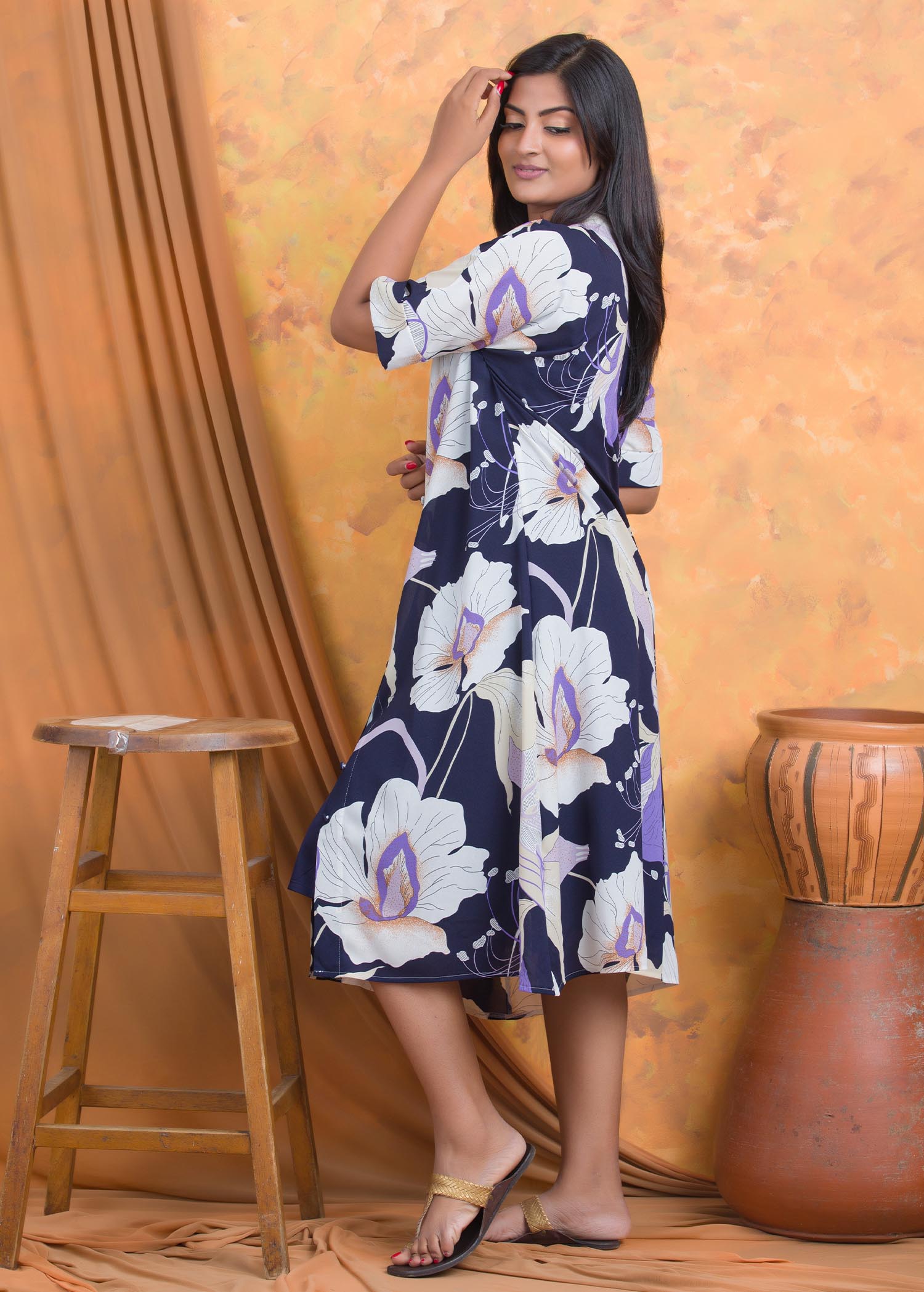 Large floral printed dress