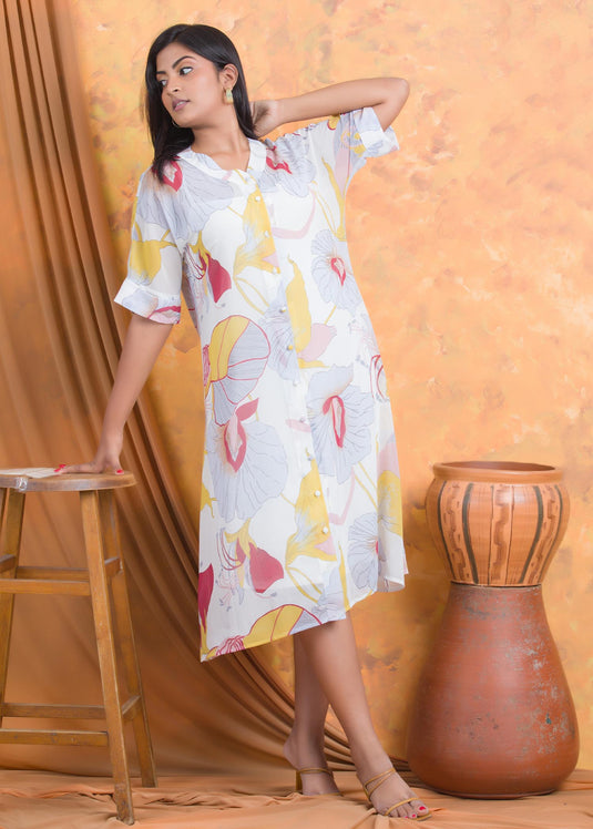 Large floral printed dress