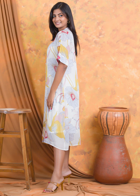 Large floral printed dress