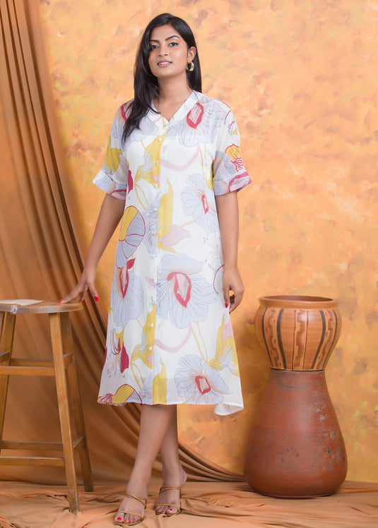 Large floral printed dress