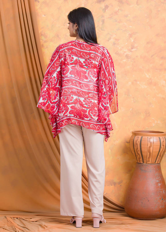 Printed chiffon kaftan blouse