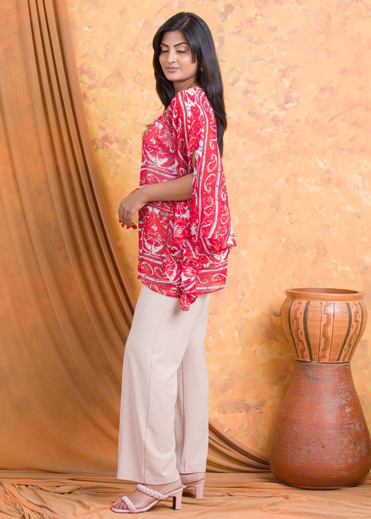 Printed chiffon kaftan blouse