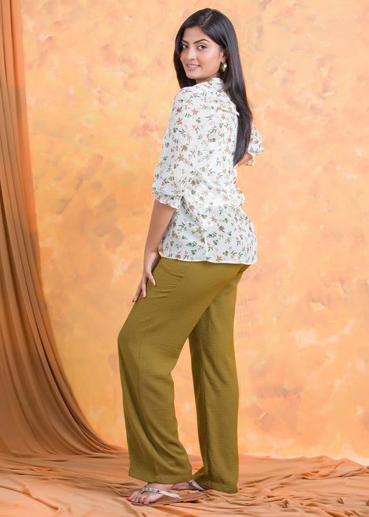 Printed chiffon blouse with smocking detail