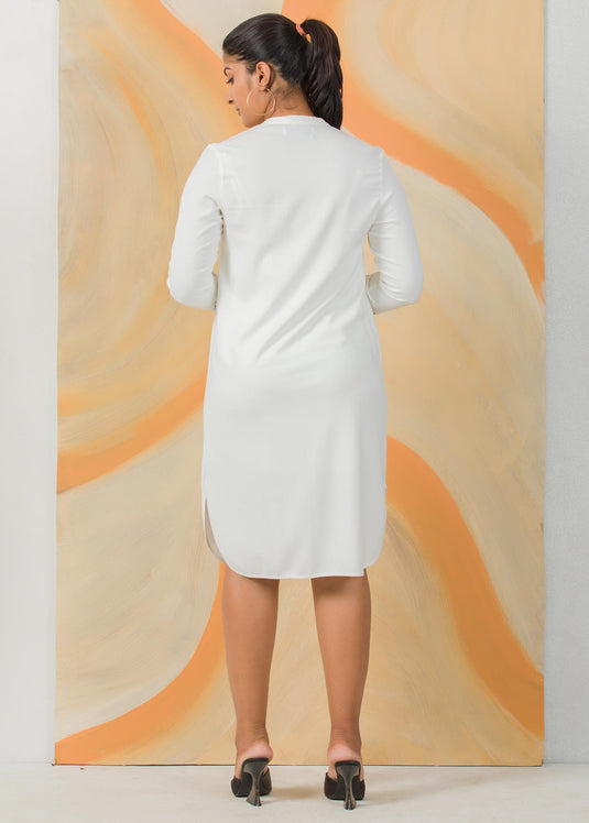 Mandarin collar shirt dress