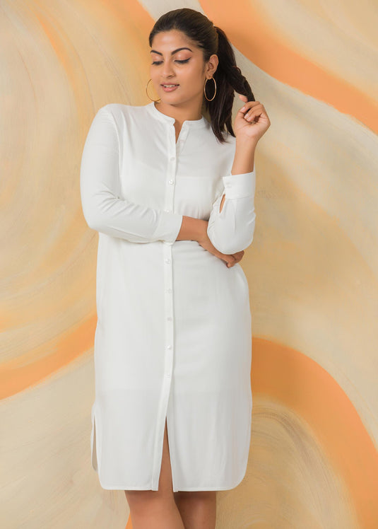 Mandarin collar shirt dress
