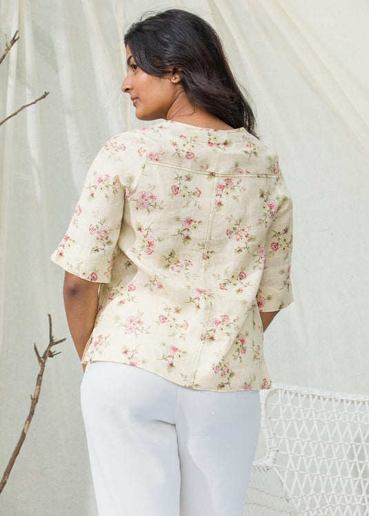 Basic blouse with elbow length sleeves