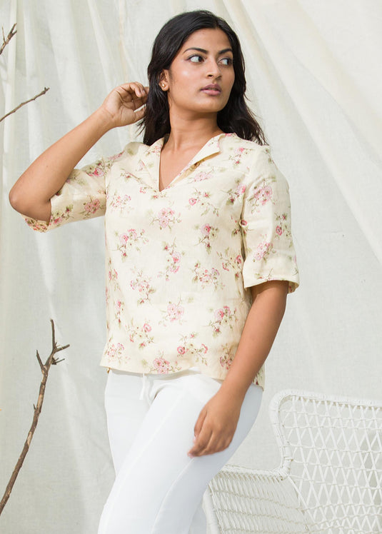 Basic blouse with elbow length sleeves