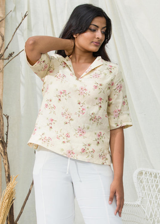 Basic blouse with elbow length sleeves