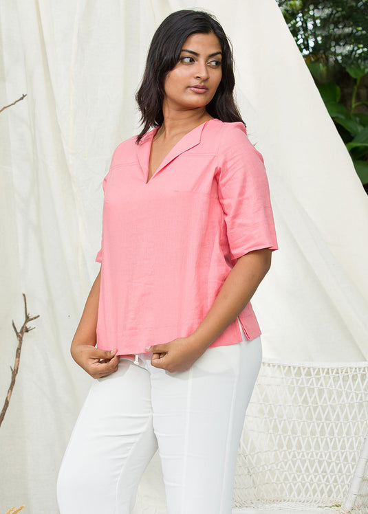 Basic blouse with elbow length sleeves