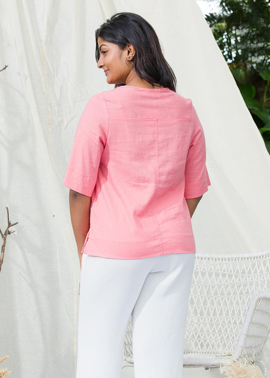 Basic blouse with elbow length sleeves