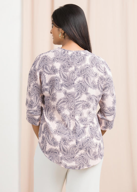 V neck printed blouse